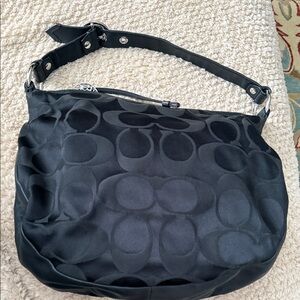 Coach Gorgeous Black Leather and Signature C Nylon Shoulder Bag